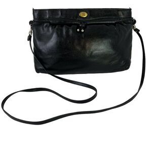Etienne Aigner Womens Black Vintage Genuine Leather Shoulder Bag Purse Handbag